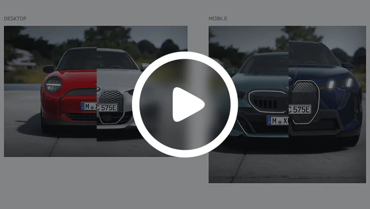 Vorschau eines animierten Newsletter-Motivs mit BMW und MINI Modellen für Desktop und Mobilgeräte.